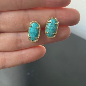 Kendra Scott Ellie Gold Stud Earrings in Turquoise